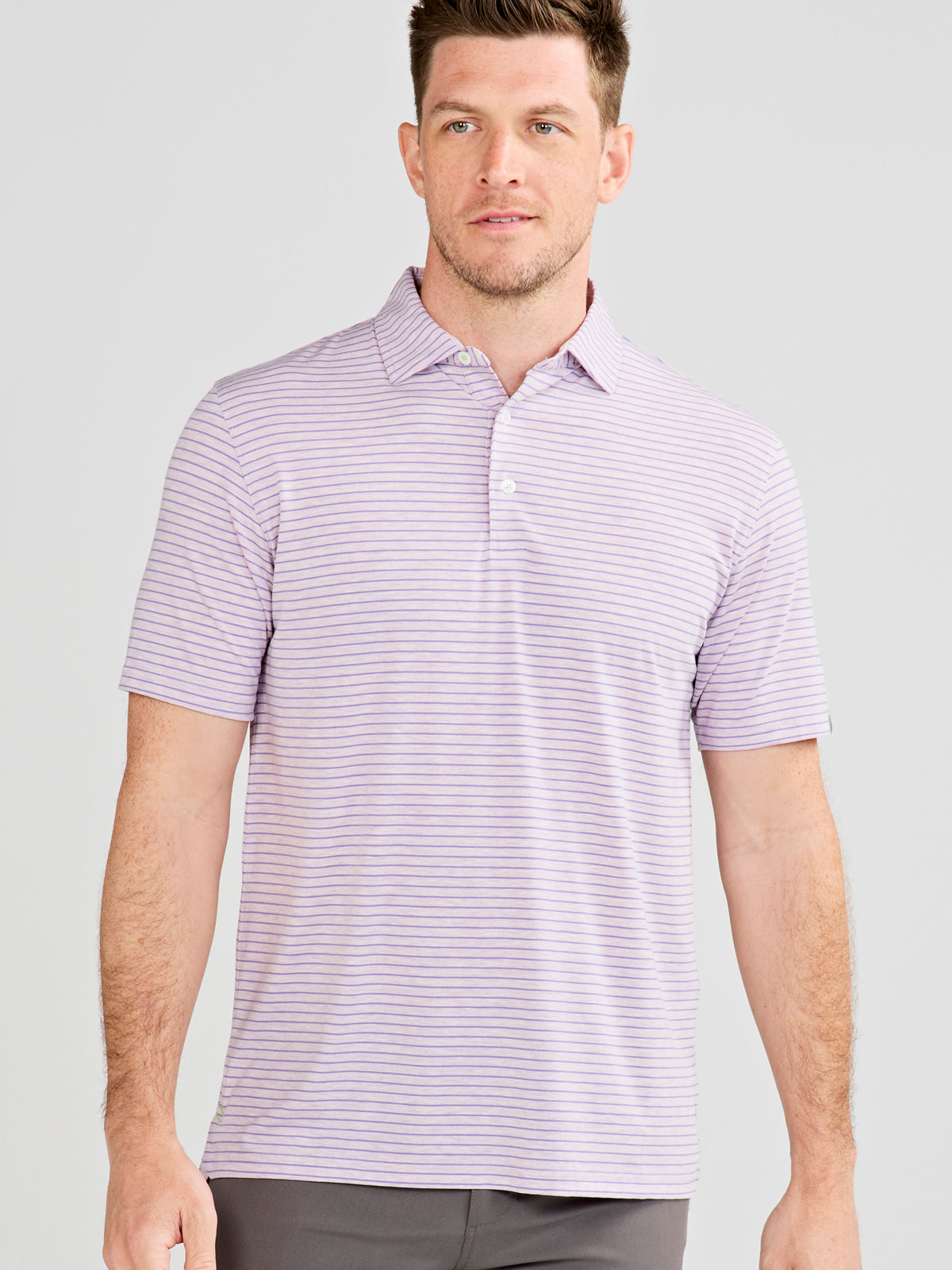 Cloud Polo - Brookline Stripe - tasc Performance (LilacHeather/Violet)