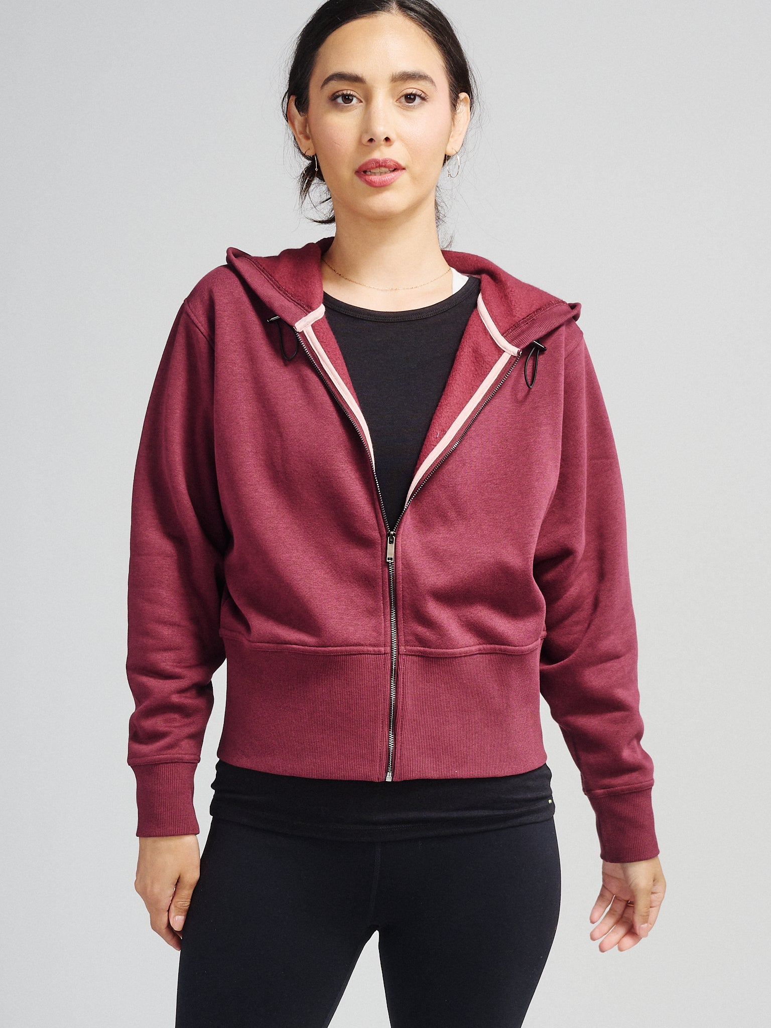 Transcend Full Zip Fleece Hoodie tasc Performance (Wineberry)