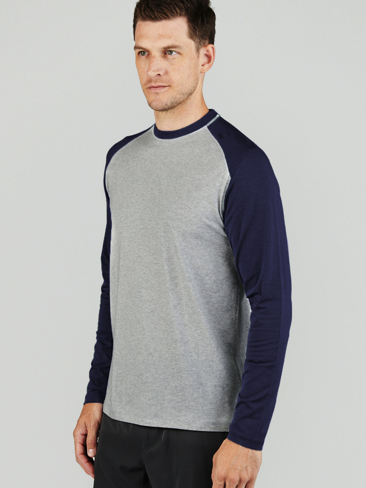 Carrollton Blocked Long Sleeve Fitness T-Shirt - tasc Performance (LightHeatherGray/ClassicNavy)