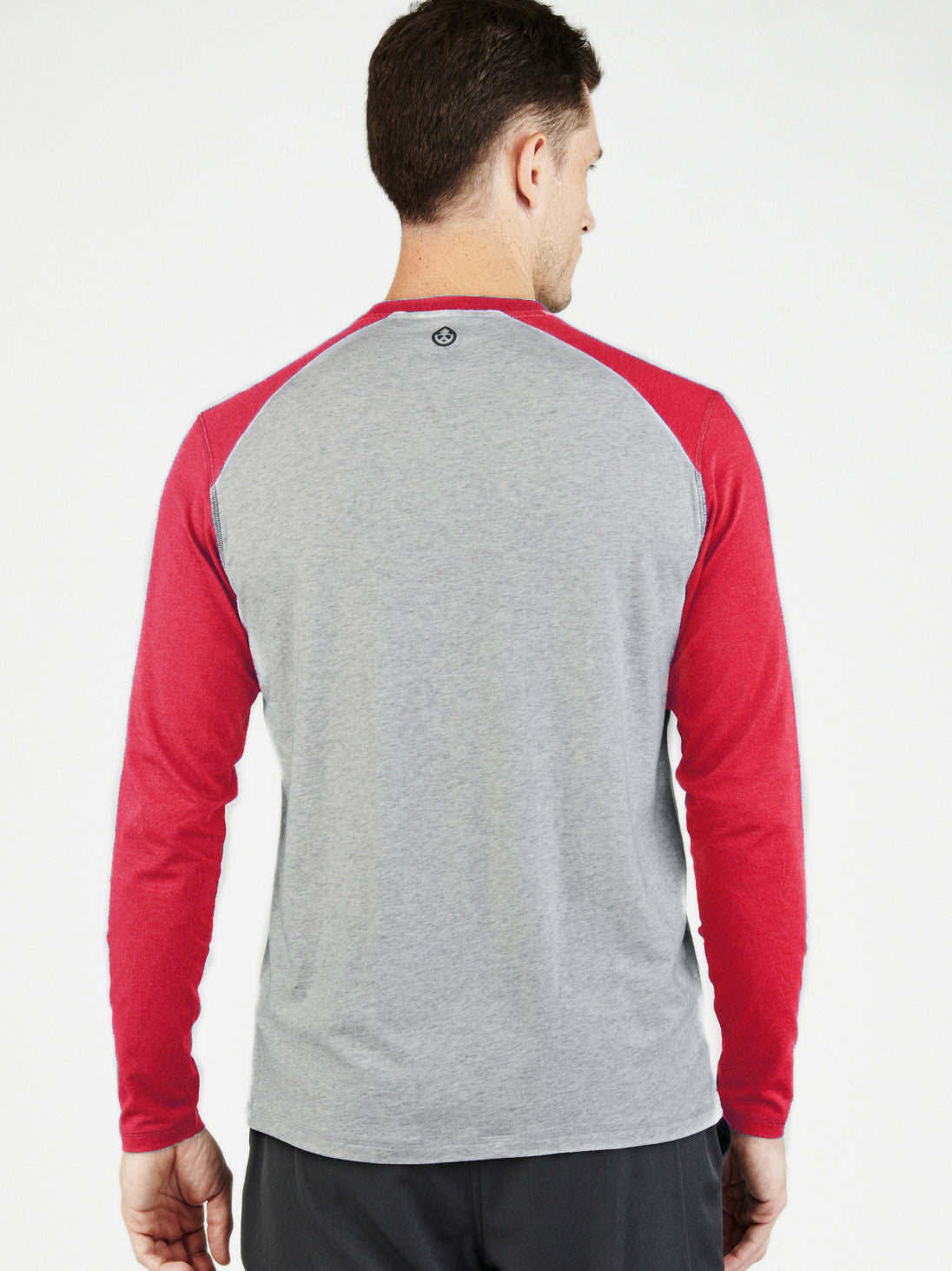 Carrollton Blocked Long Sleeve Fitness T-Shirt - tasc Performance (LightHeatherGray/Scarlet)