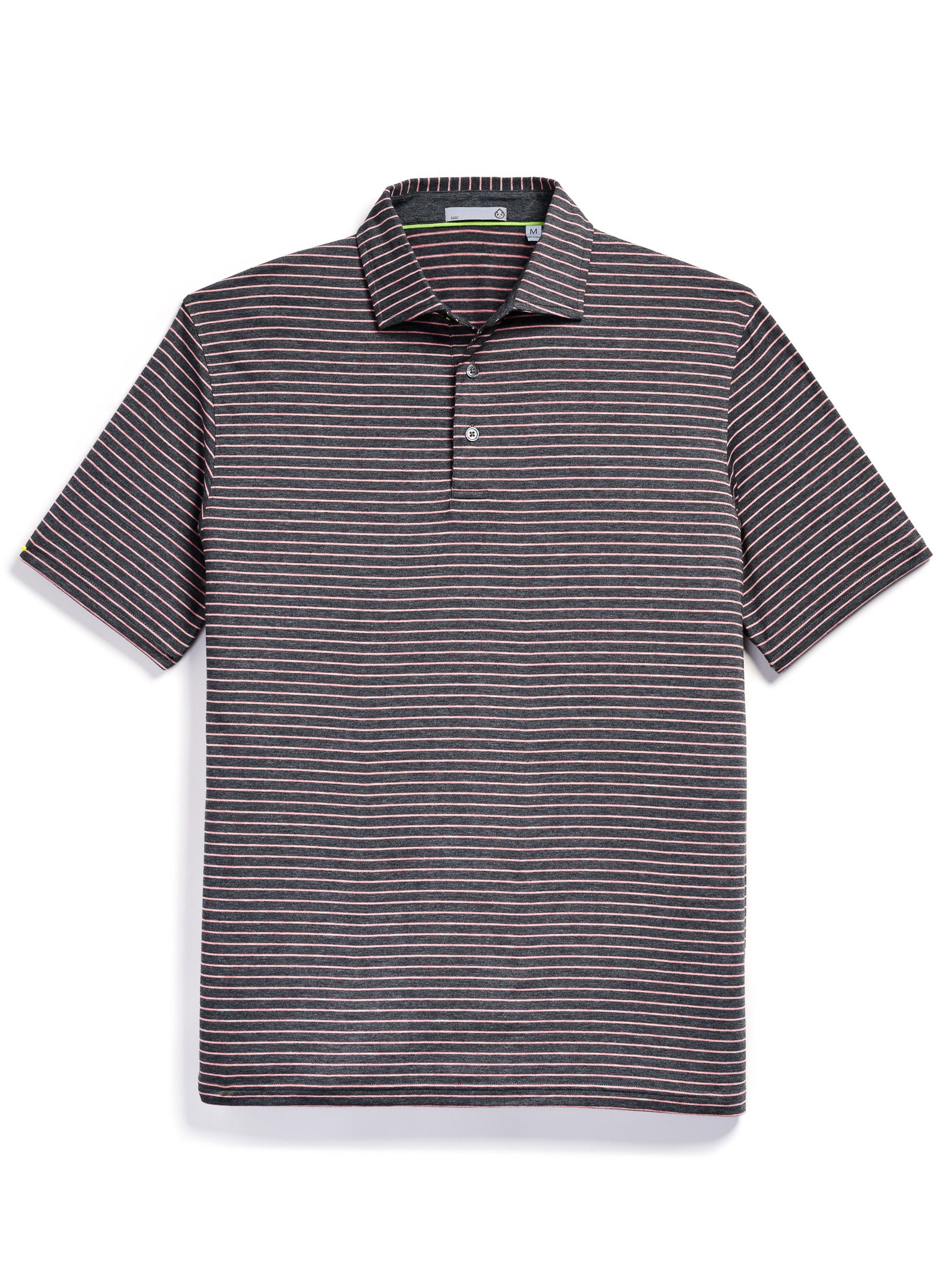 MicroAir Polo Brookline Stripe Golf Shirt - tasc Performance (BlackHeather/RoseQuartzHeather)