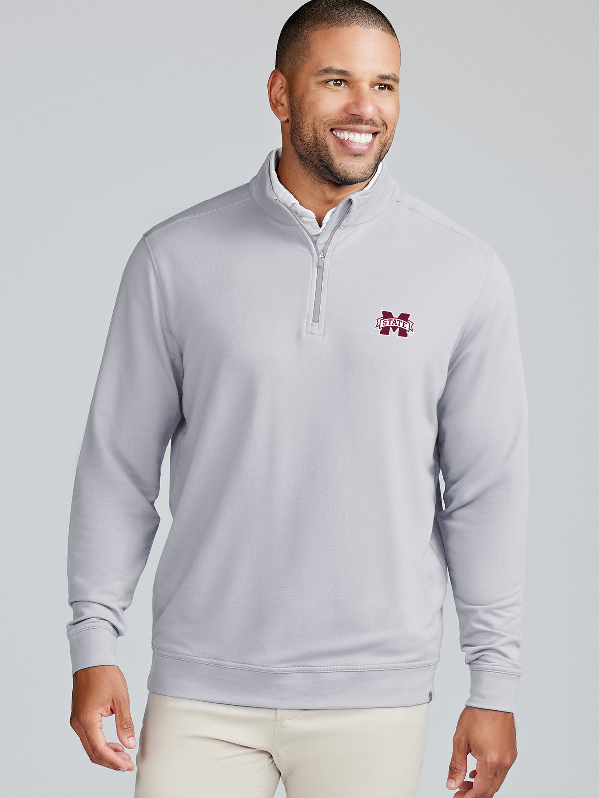 Cloud French Terry Quarter Zip - Mississippi State- tasc Performance (Alloy)