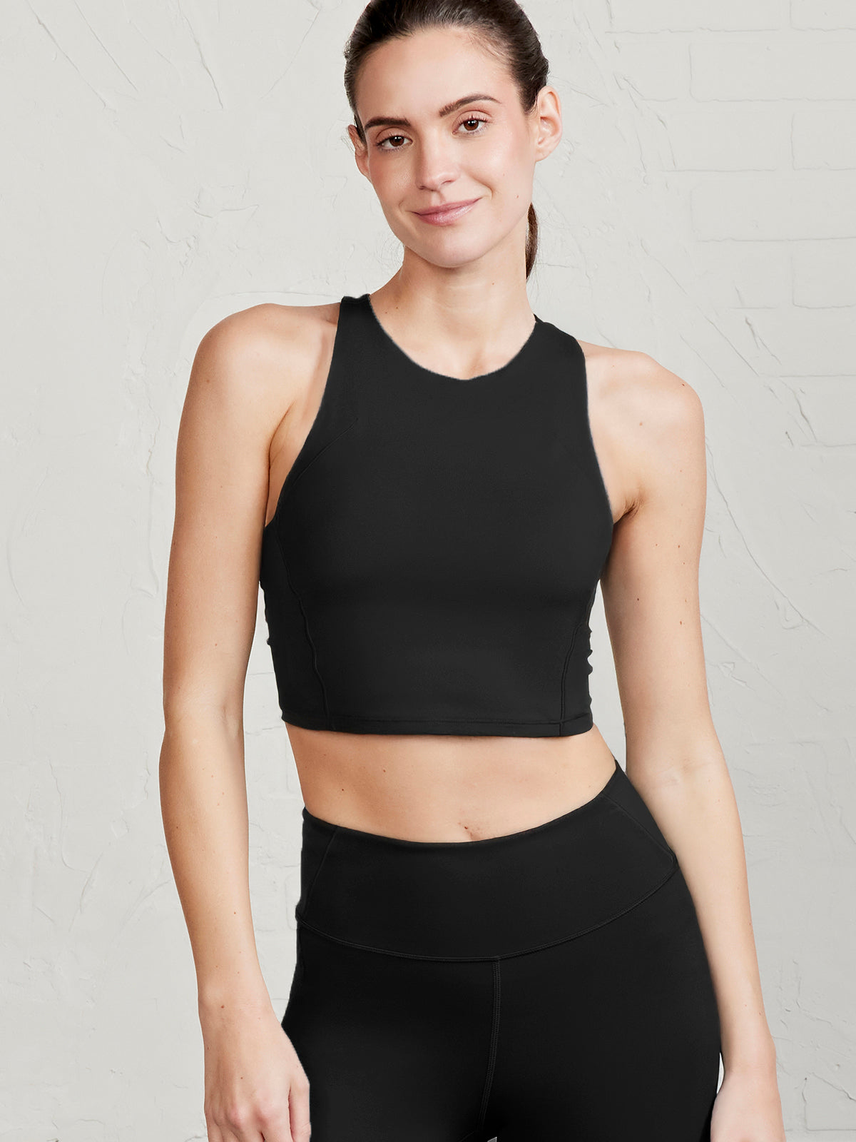 Sculptive Crop Tank with Built in Bra tasc Performance (Black)
