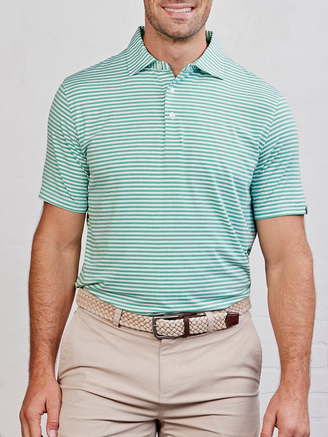 Cloud Polo - Air Stripe - tasc Performance (JungleHeather/White)