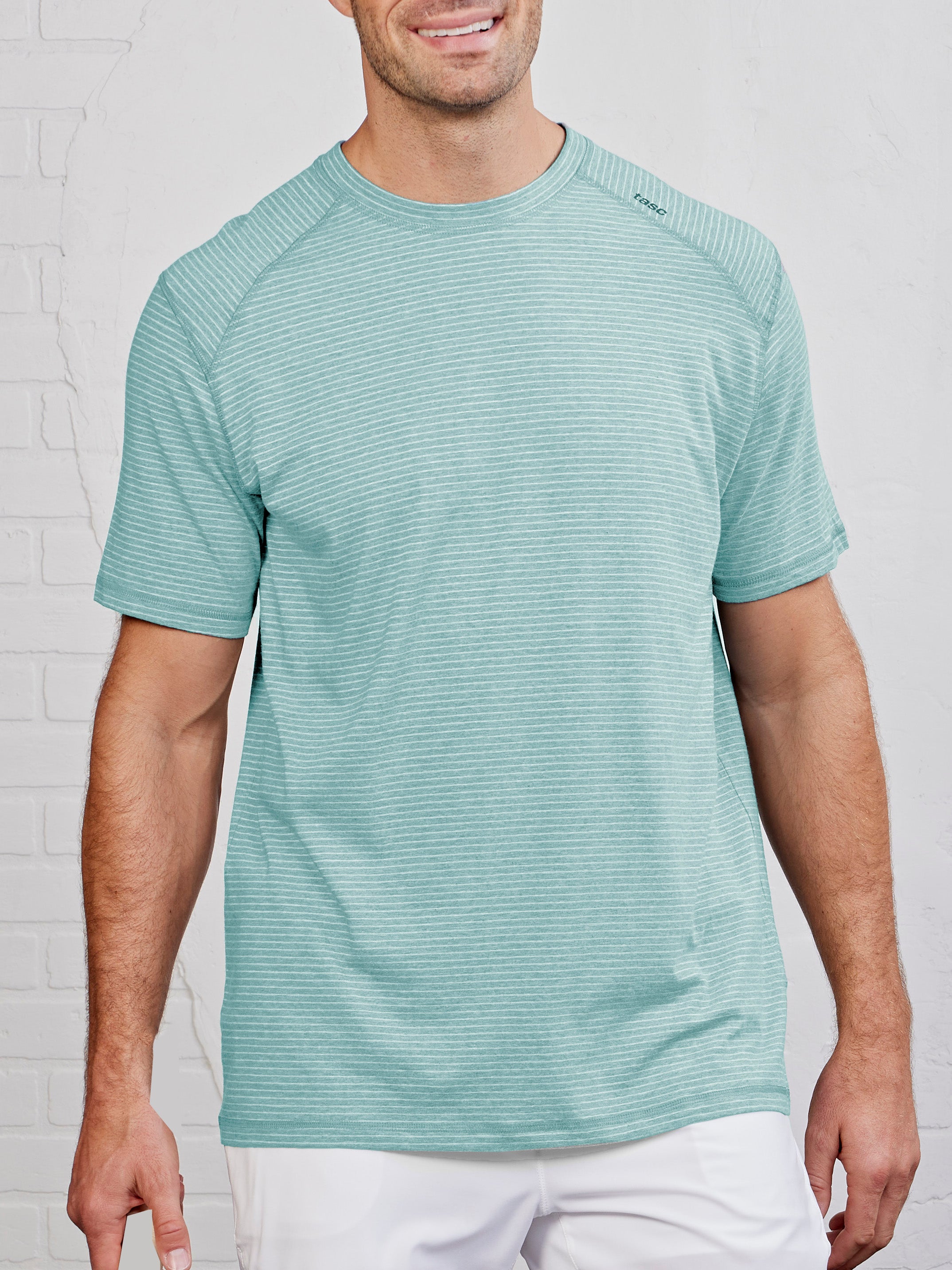 Carrollton Fitness T-Shirt - Mini Stripe Meadowbrook Heather