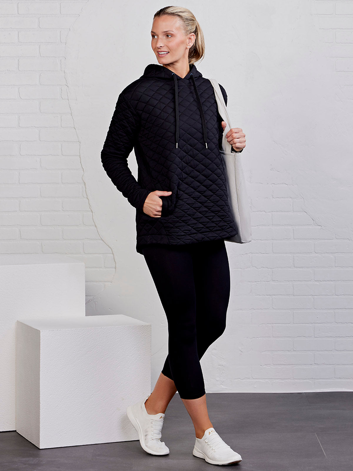 Unstoppable Soft Quilt Hooded Tunic - tasc Performance (Black)