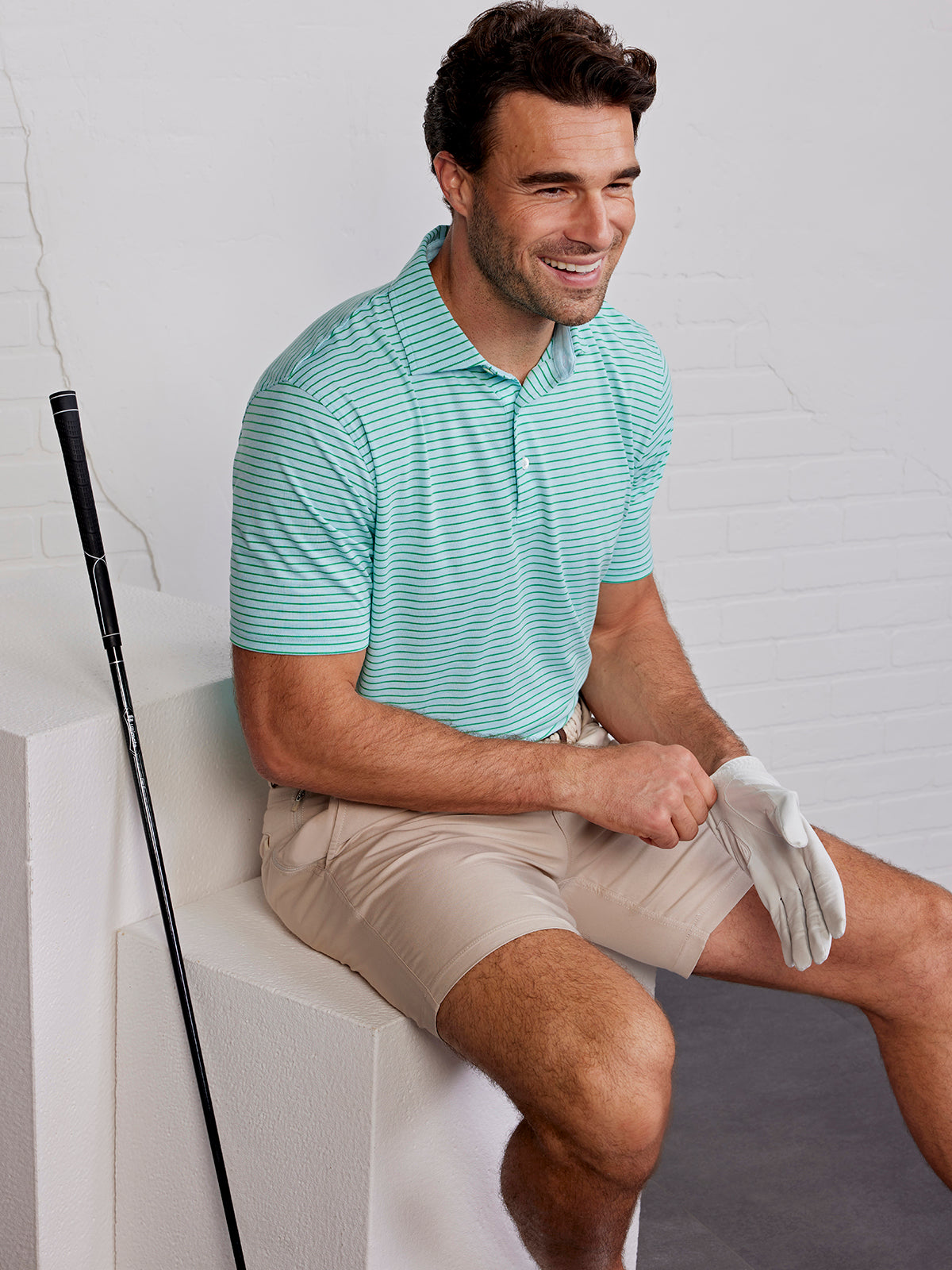 Cloud Polo - Brookline Stripe - tasc Performance (WaterfallHeather/Jungle)
