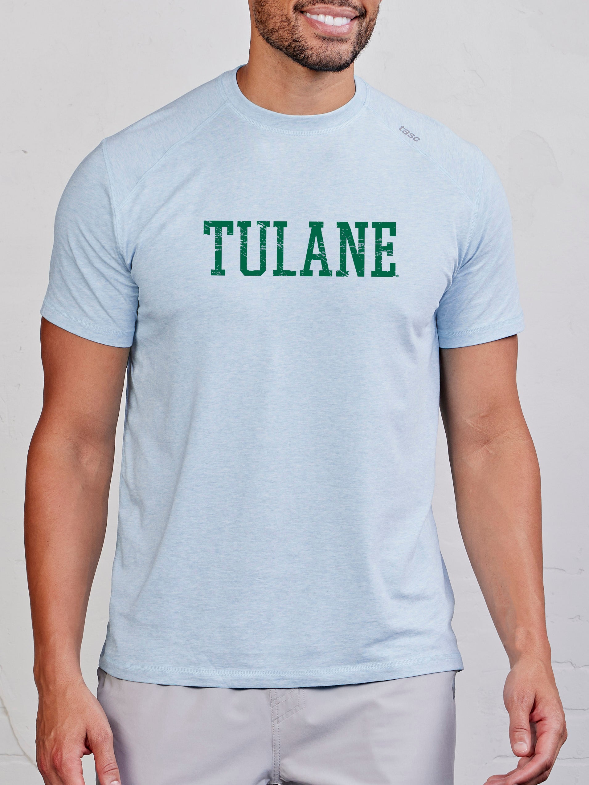 Carrollton Fitness T-Shirt - Tulane - tasc Performance (CloudHeather)